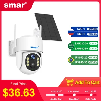 Smar Panel Solar cámara IP PTZ WiFi 4MP 4G Video vigilancia protección de seguridad batería integrada Larga modo de reposo aplicación iCsee