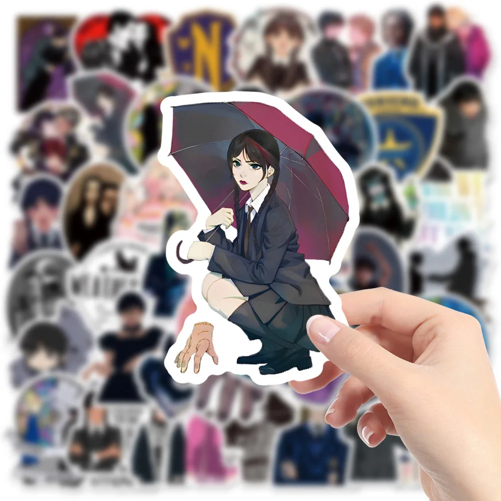 10/30/50pcs TV Show day Addams Stickers Anime decalcomanie Skateboard Car Laptop moto Phone decorazione Sticker giocattoli per bambini