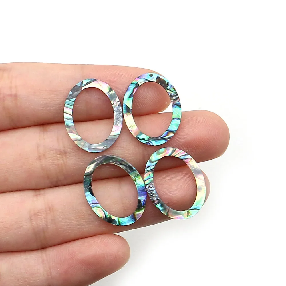 Single-sided Ring-shaped Natural Colorful Abalone Shell Carved Loose Pendant DIY Necklace Earring Jewelry Materials Accessories