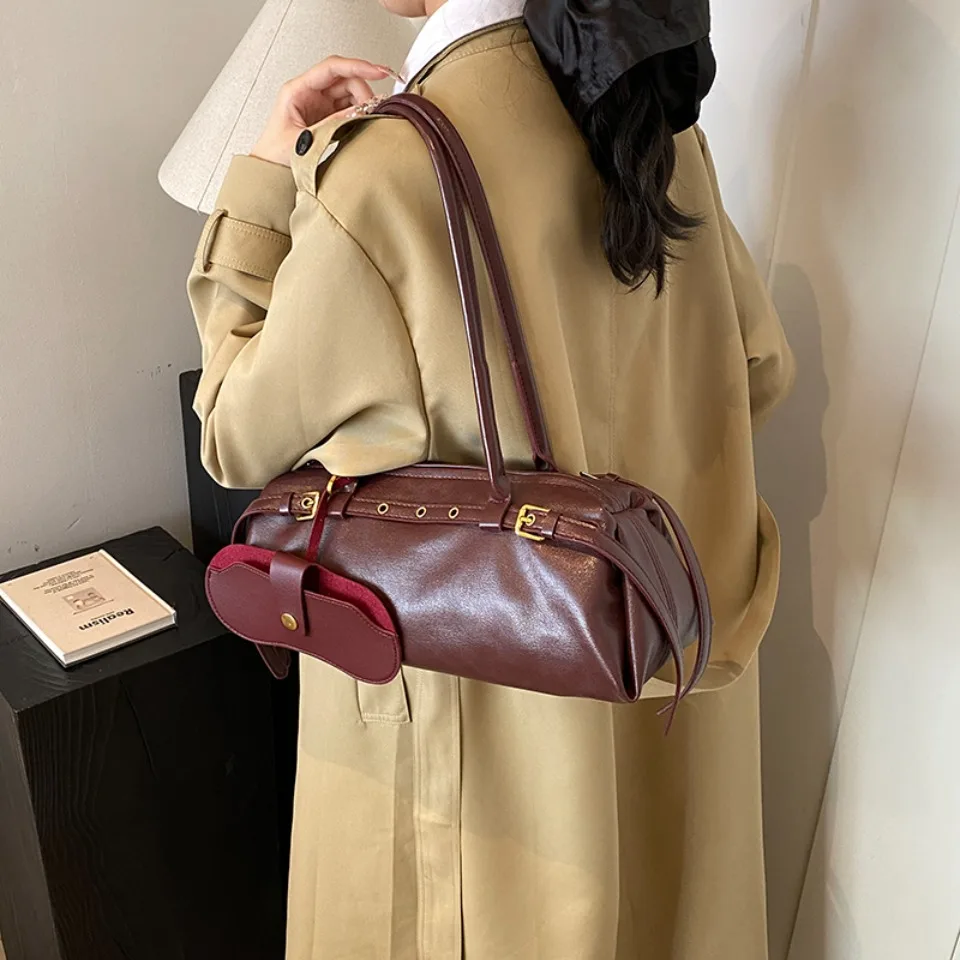 All-Match Handbags and Purses Tote Bags for Women Girls Bolsa Mujer Retro Pu Leather Shoulder Crossbody Bag