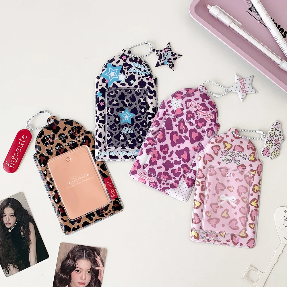 Leopard Star 3 Inch Photocard Holder Keychain Pendant Card Case Photo Card Holder ID Card Display Storage Accessory Case