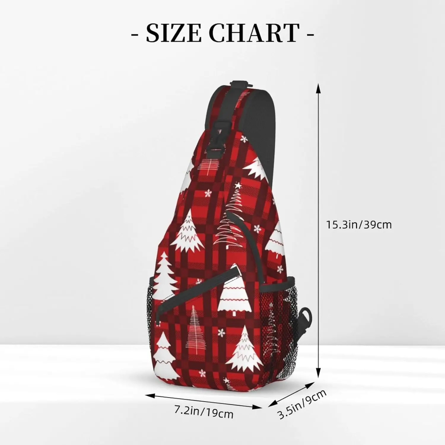 Red Christmas Tree Plaid Crossbody Sling Mochila, Xmas Snowaflake Peito Bag, mochila para caminhadas, viajando, ao ar livre