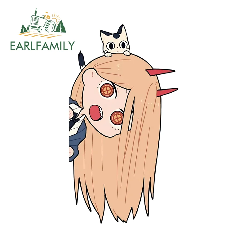 EARLFAMILY Chibi Power Car Stickers And Decals Creative Funny Cartoon Graphics Decal Waterproof PVC All Types Of Vehicles