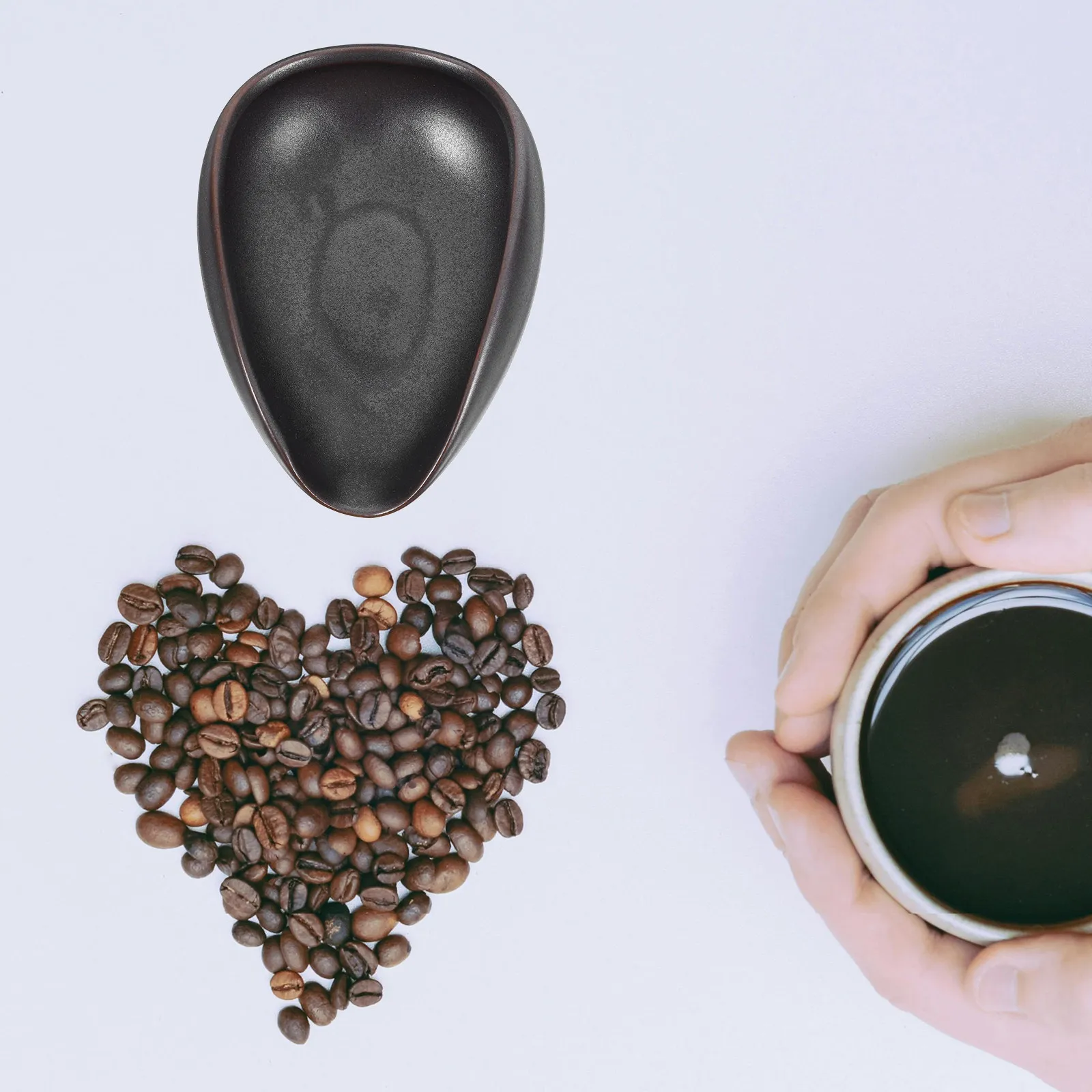 Taza Dosificadora de Café de Cerámica, Bandeja de Pesaje Doméstica, Plato Medidor Multifunción para Granos de Café, Cuchara Dosificadora