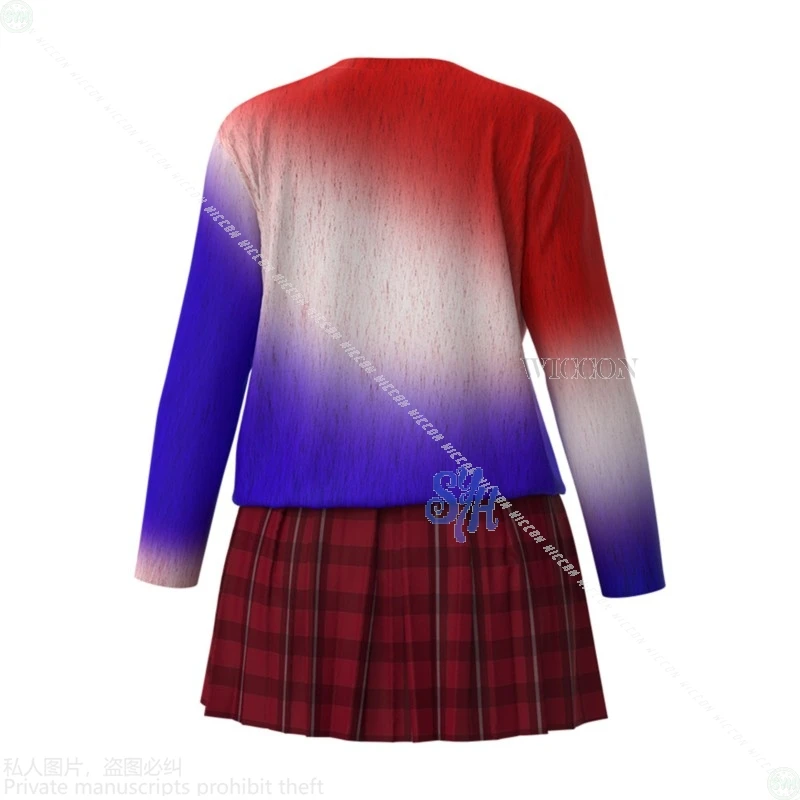 2025 أنيمي فيلم يوم زي الهالوين التأثيري الأحمر الأزرق التدرج سترة قوس قزح Harajuku Jirai Kei لوليتا فستان