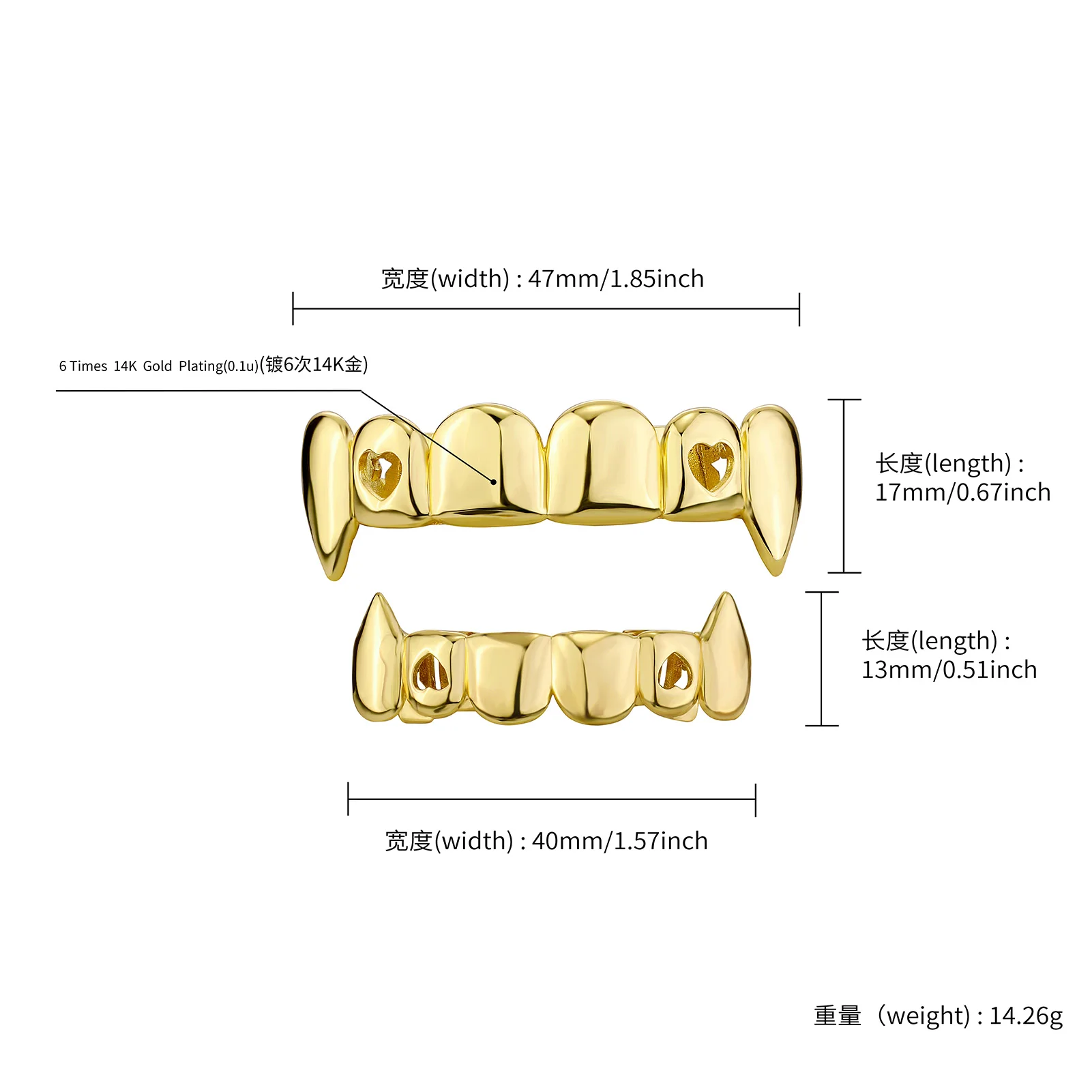 TOPGRILLZ Gold Silver Plated HIP HOP Teeth Grillz 6 Top & 6 Bottom Grills Set With silicone Real Shiny Vampire Tooth Sets