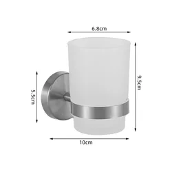 Bathroom Modern Wall-Mounted Toothbrush Holder Glass Cup Tumbler Frame Bathroom Storage Organizer Tooth Brush Cup Tools Washroom