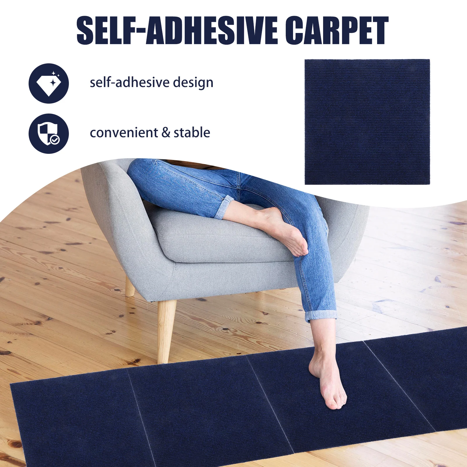 

10pcs Anti-Slip Floor Tile Sticker Self Adhesive Carpet Tiles For Home Decor Peel Stick Flooring Removable Mats