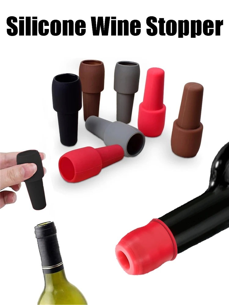 Tapones de silicona para vino, sellador de botellas de bebidas, tapón de botella de vino brillante reutilizable para mantener el vino fresco, champán
