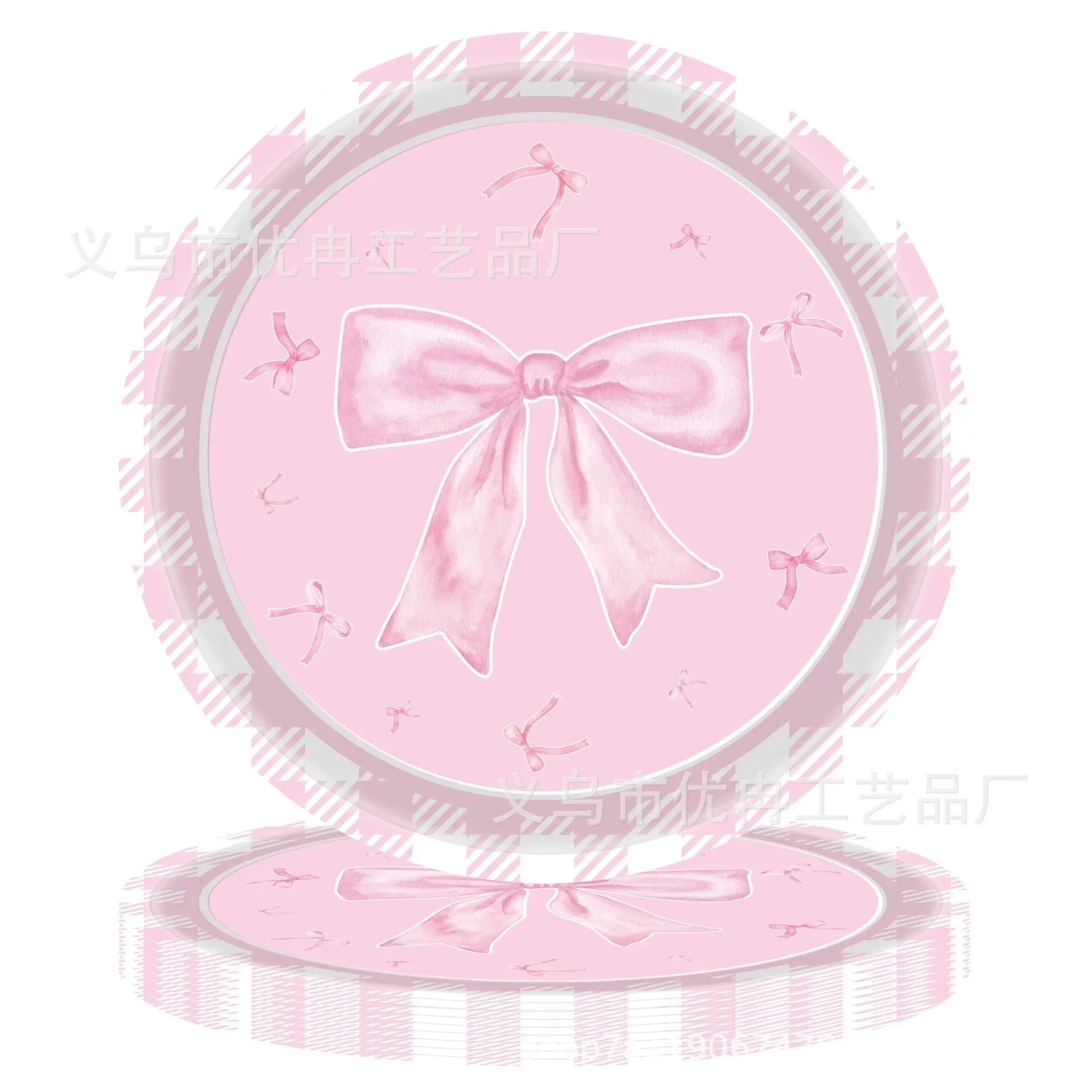 Pink Bow Girl Birthday Disposable Tableware Bowknot Baby Girls Birthday Plate Napkin Girl Princess Happy Birthday Party Supplies