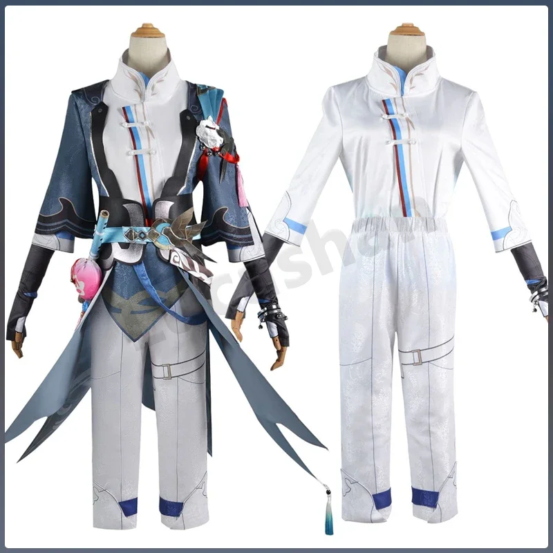 Spiel Yanqing Cosplay Honkai Star Rail Kostüm Yanqing Perücke Männer Schwert kämpfer Kendo Uniform Umhang Perücke Halloween Karneval Paert Kleidung