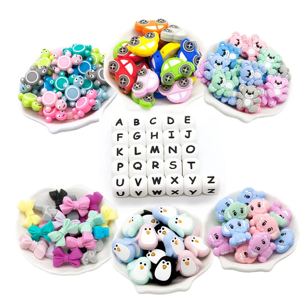 

5 шт./лот силиконовые бусины мини мультяшные животные бусины для прорезывания зубов для изготовления ювелирных изделий оптом DIY цепочка для соски браслет аксессуары