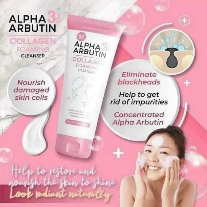 120ml Alpha Arbutin 3 Plus Collagen Cleanser Skin Blemishes Dark Spots Bright White Firmness Brightening and Even Skin Tone