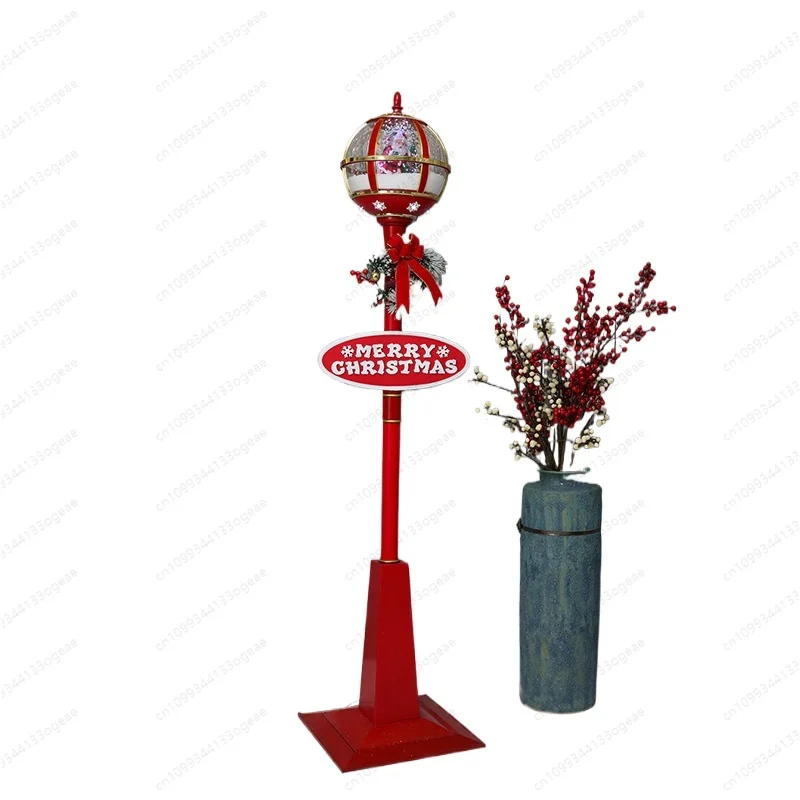 Western Style Christmas Decoration, Musical Lamp Post with Falling Snow Effect, Creates Magical Winter Scene for Home & Hotel