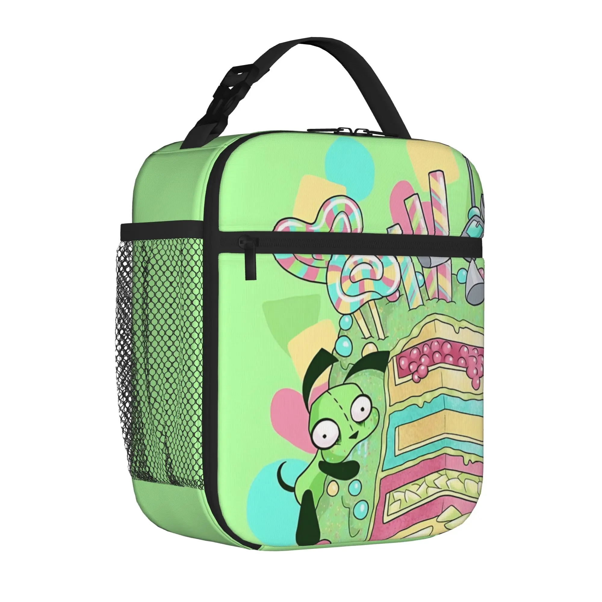 1 Piece Zipper Closure chaotic metal  Storage Bag Pocket Invader Zim School Lunch Food Box Reusable For Lunch Food Bag