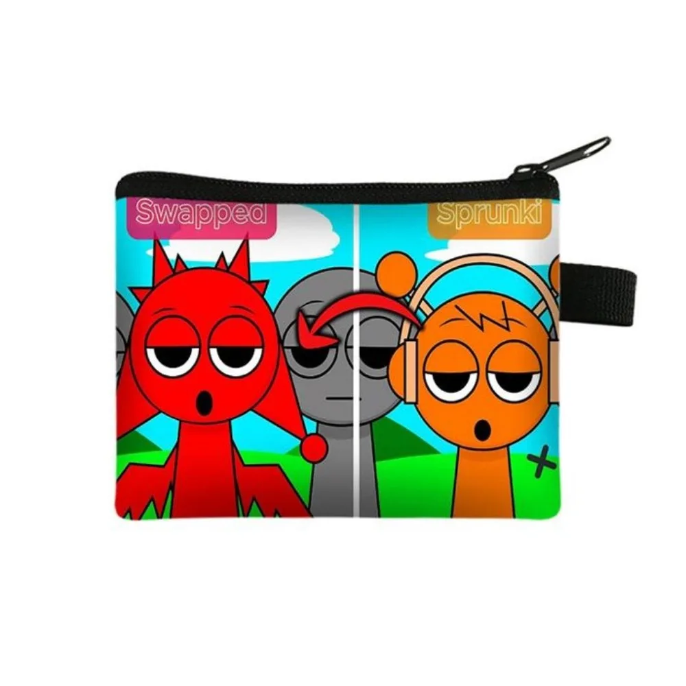 Kawaii sprunki moeda dos desenhos animados puro anime impressão saco de armazenamento carteira das crianças titular do cartão requintado bonito presente aniversário