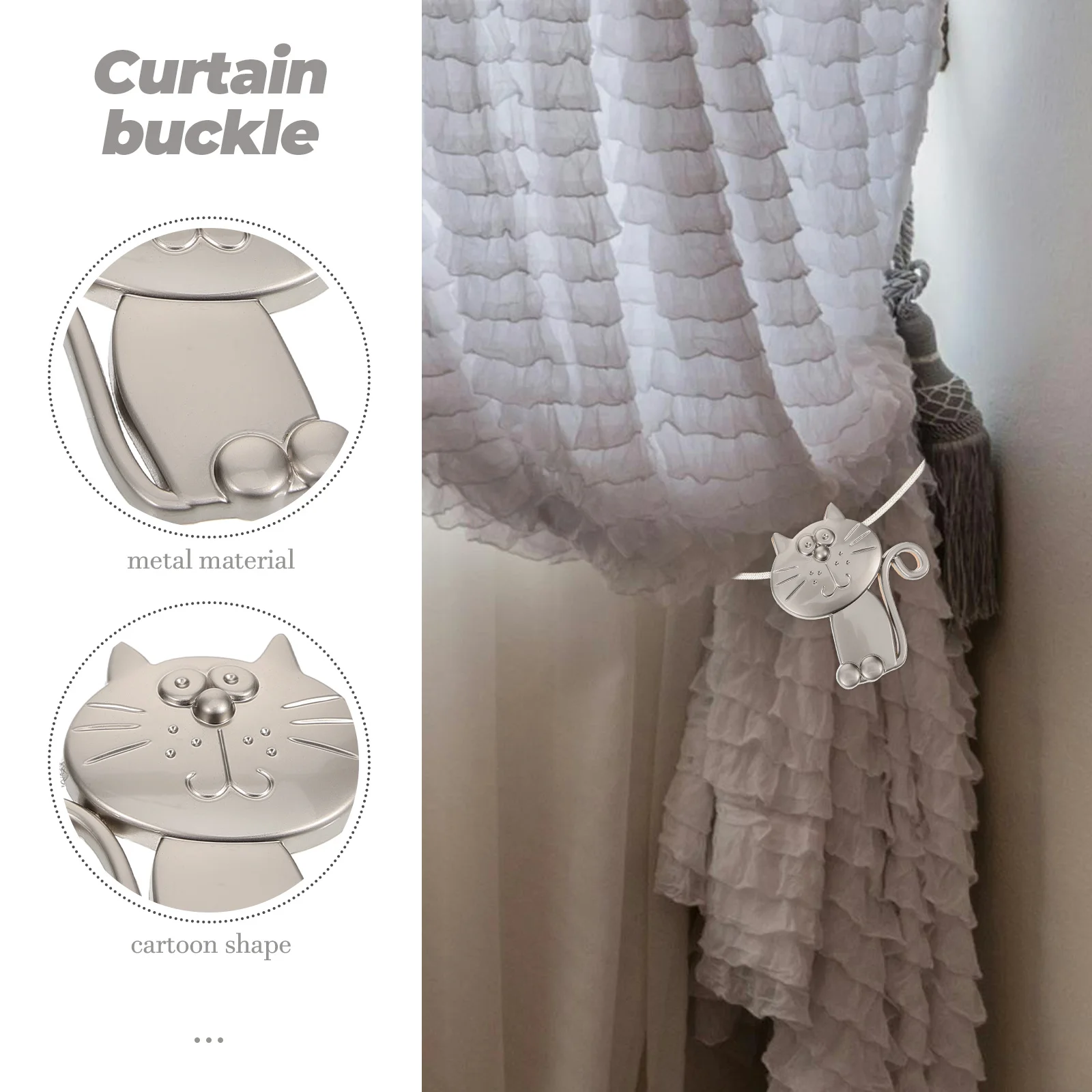 Cat Curtain Buckle for Drapes Tie Back No Punching The 700X600X150CM Ties Magnetic Golden Buckles Backs Curtains