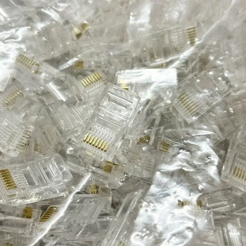 100pcs/lot Cat5e Cat6 RJ45 network connectors, 8-pin gigabit Ethernet cable plugs for computers and broadband connections
