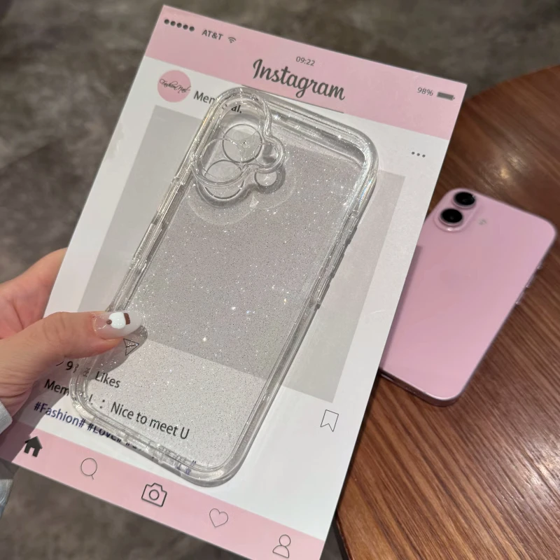 Luxury Glitter Transparent Bling Case For iPhone 11 12 13 14 15 16 Pro Max X XR XS 7 8 Plus Shockproof Soft Bumper Cover image 3