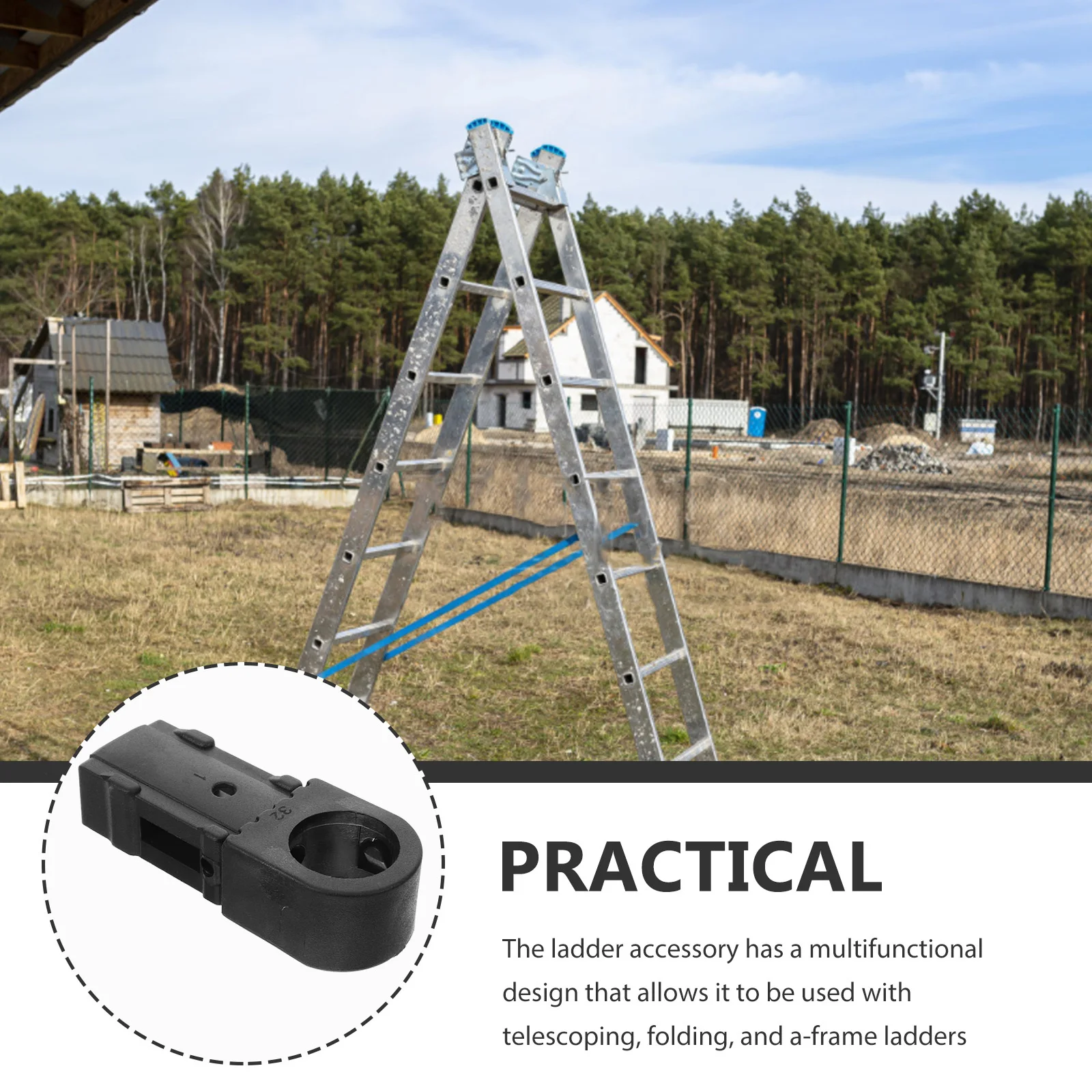 

Universal Ladder Accessory Black Ring Slot Design Telescoping Folding Plastic Sleeve Replacement Enhances Stability