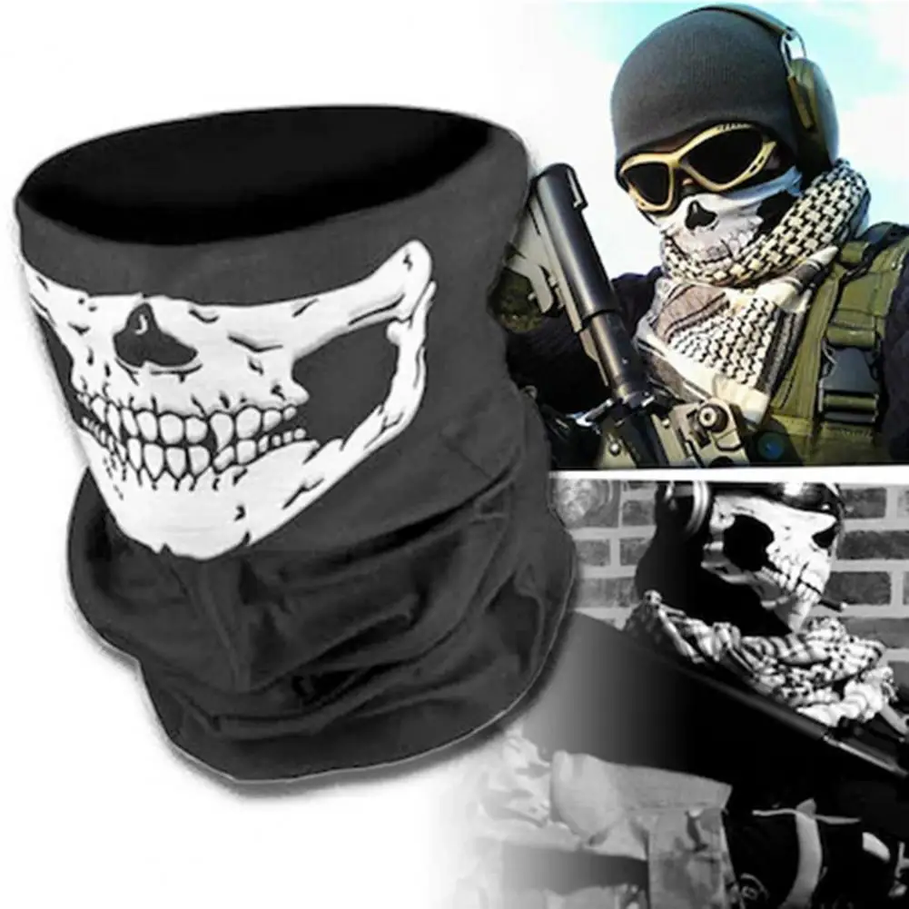 Skull Print Cycling Face Guard Outdoor Fishing Magic Face Scarf Neck Sleeve Cycling Mask Sports Headgear Bicycle Bandana Scarf