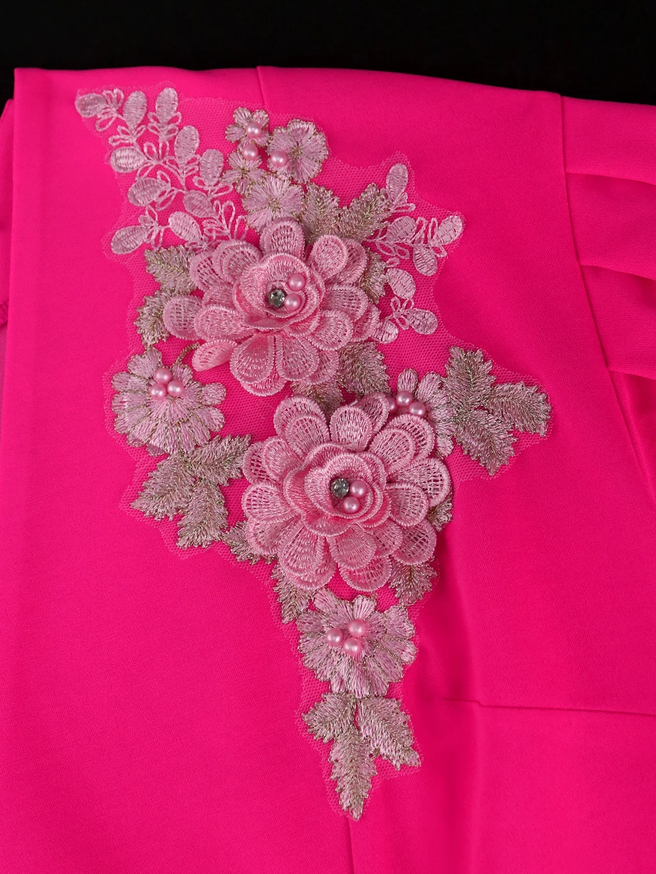 Vestido clásico de trabajo de oficina con apliques de rosas para mujer, cuello en V, media manga acampanada, cintura alta, volantes, vestidos ajustados de talla grande