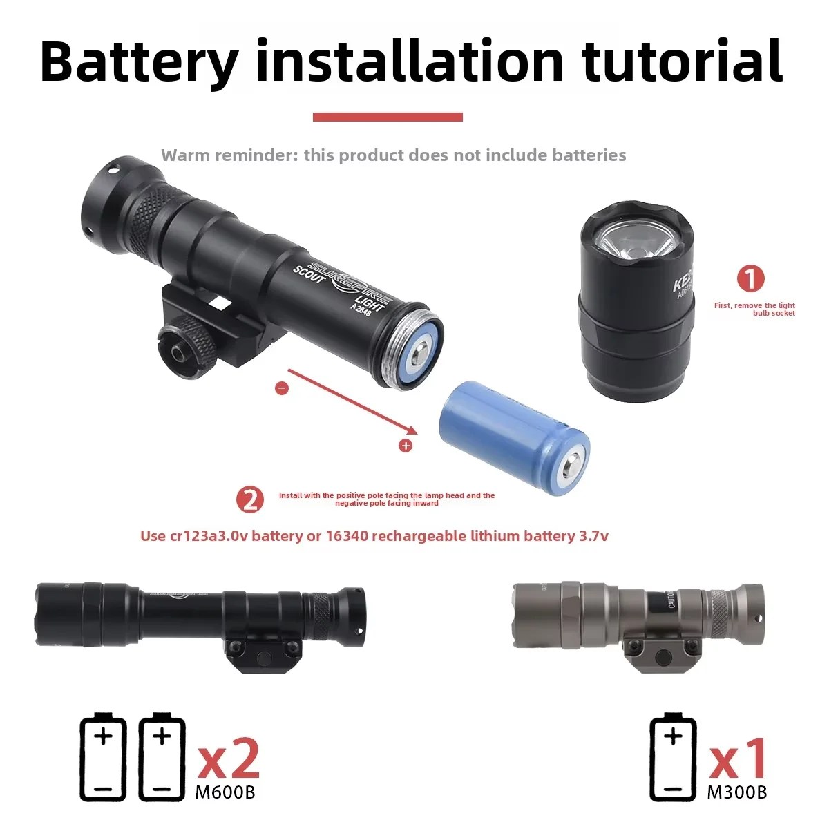 Tactical Surefire M600 M300 Airsoft Powerful Flashlight Dual Pressure Switch AR15 20mm Rail Hunting LED M600C Lamp Scout Lights view 6