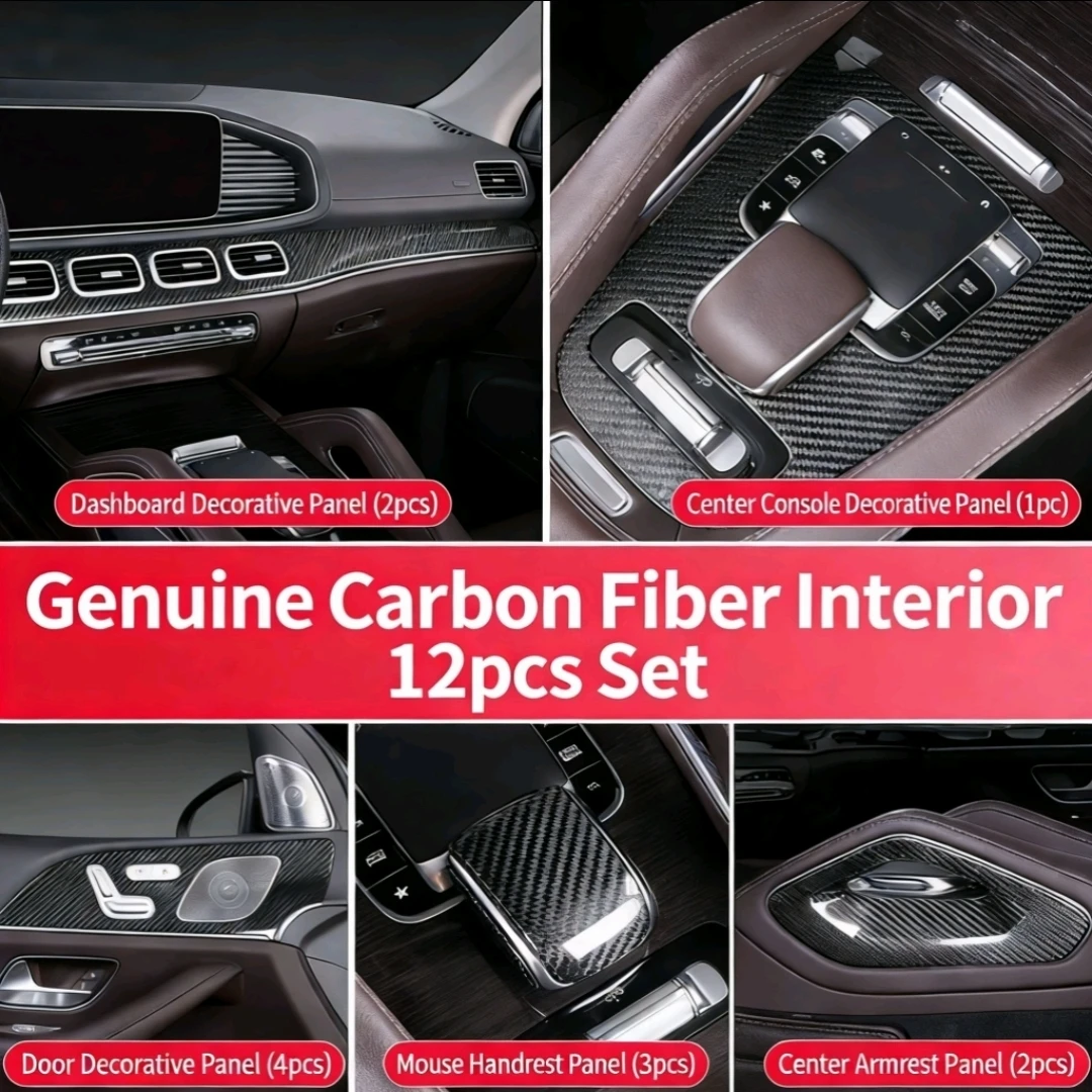 For 20-25  Benz GLE350/GLS450 Interior Carbon Fiber Patch for AMG53 Coupe Center Console Trim Panel Upgrade and Modification