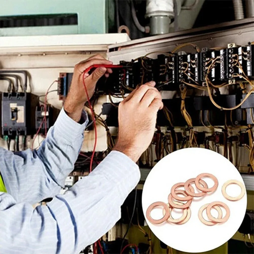 200pcs Boxed Copper Washers Gasket Nut & Bolt Set For Sump Plugs Oil Plugging O-rings Flat Washers Annealed Copper Gaskets