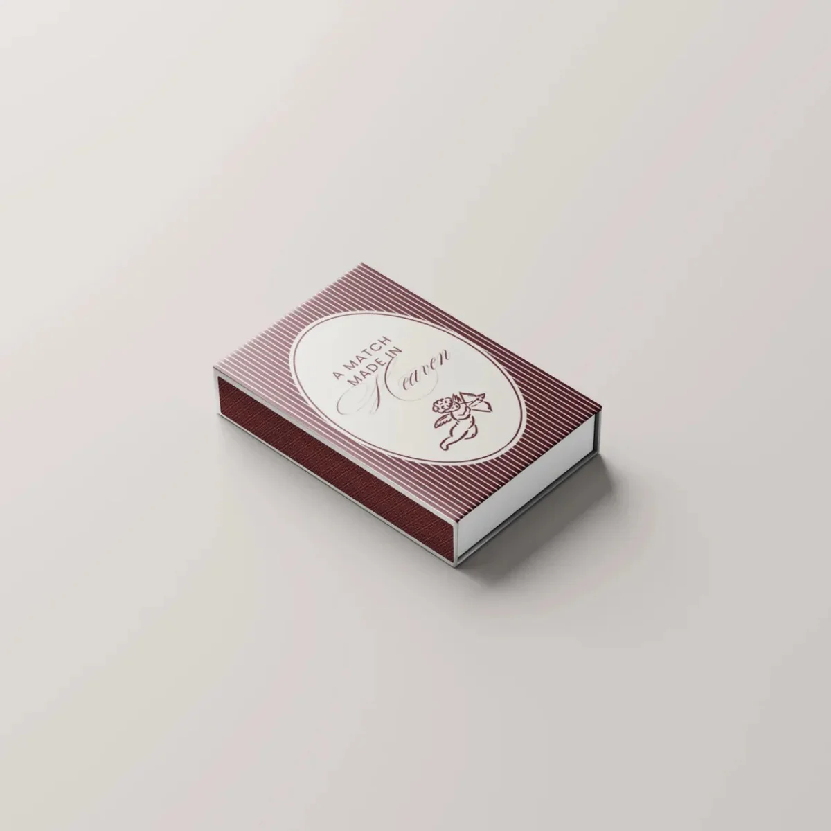 

Свадебный спичечный ящик на заказ, редактируемый шаблон Canva, красный, бордовый, минимальный, сделанный в небесах, идеальный спичечный ящик, современные спичечные коробки Ins