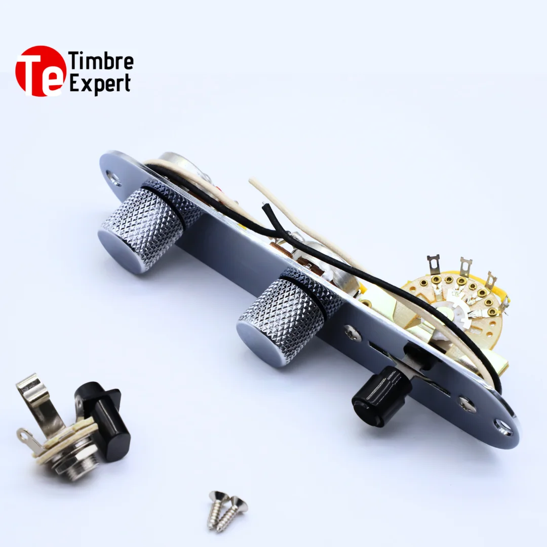 

Pre wired guitar control board for TL electric guitar, spring 3-way switch, copper shaft 250K potentiometer, carved metal knob