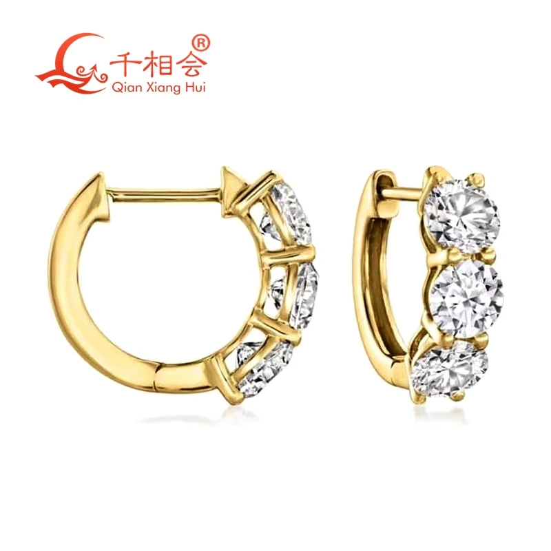 

10k 14k 18k white gold PT950 4.5mm round Classic 4 Claw earrings D VS1 HPHT lab diamond stone ear stud jewelry gift