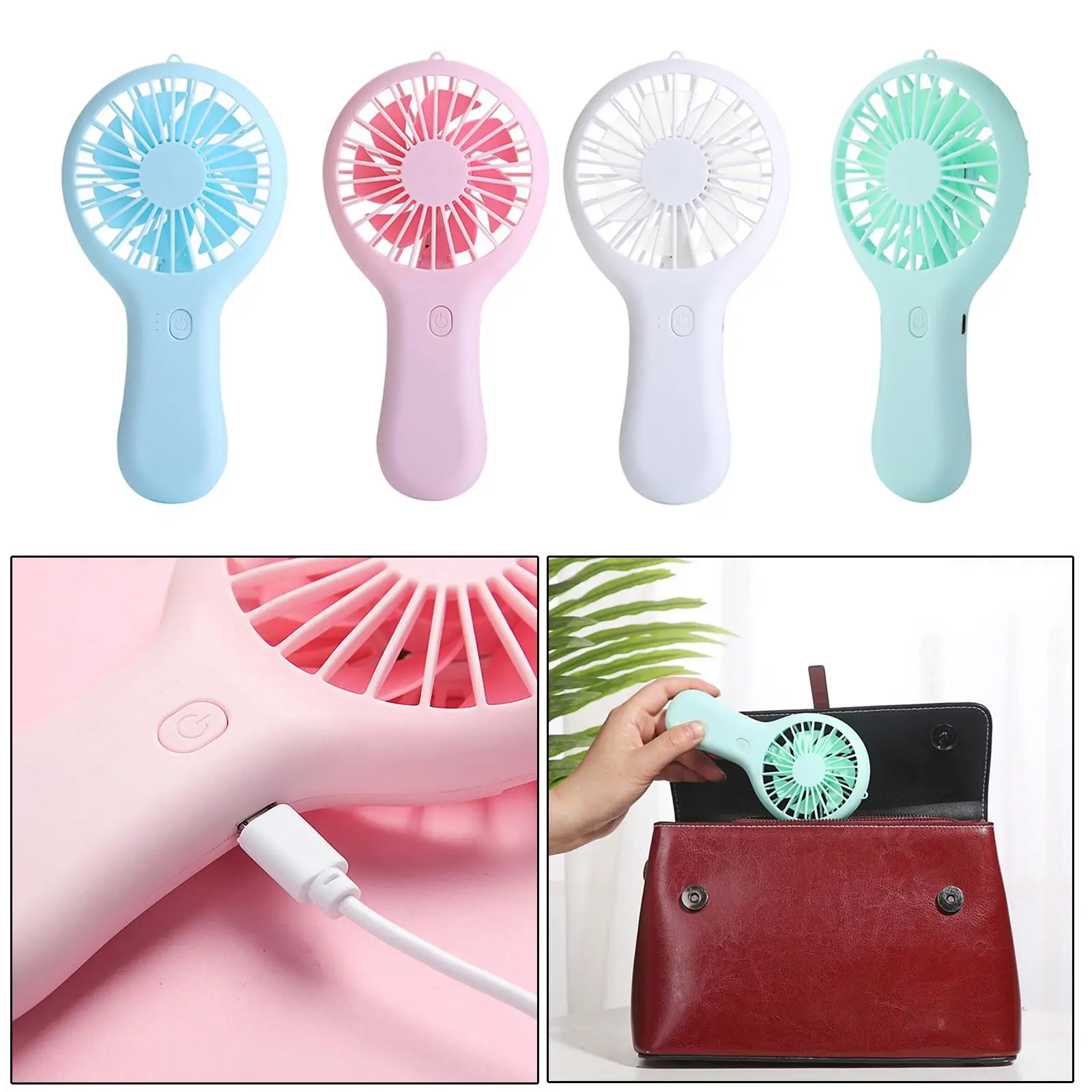 พัดลมคล้องคอชาร์จ USB แบบพกพาปิดเสียงสำหรับโต๊ะทำงานพัดลมมือถือเล็ก