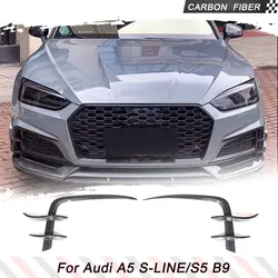 Carbon Fiber / FRP Car Front Bumper Candards Fog Grill Cover Trims for Audi A5 B9 Sline S5 2017-2020 Bumper Fins Vents Body Kits