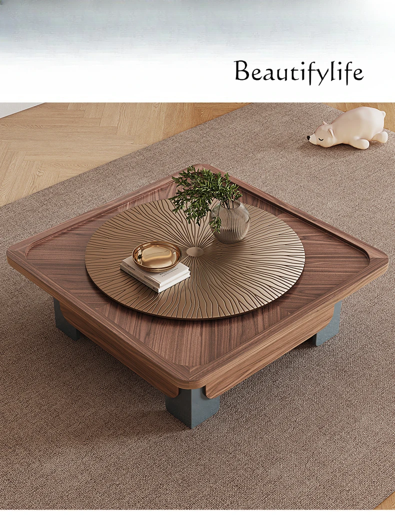 

Square coffee table living room home walnut color antique coffee table light luxury high sense