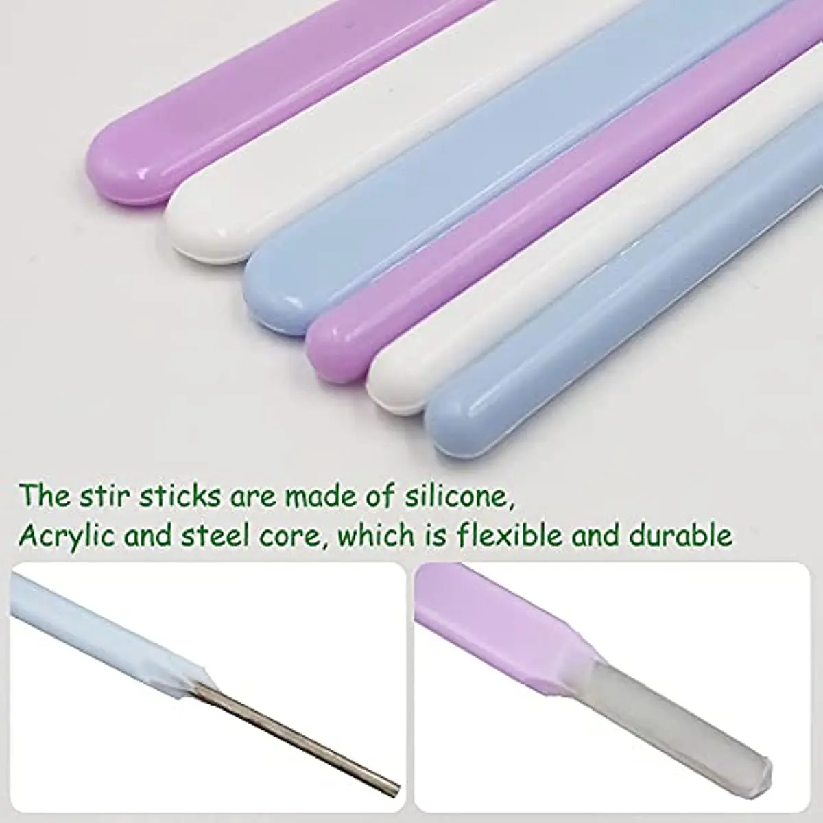 3pcs DIY Silicone Mirror Stirring Rod Resin Dripping Tool Material Round Flat Stirring Rod