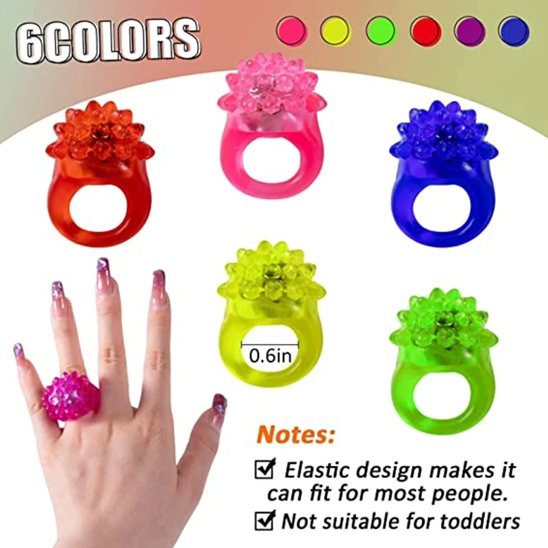 35pcs LED Light Up Ring Bumpy Rings Flashing LED Bumpy Jelly Ring Light-Up Toy Birthday Rewards Eggs Filler Glow Party Supplies