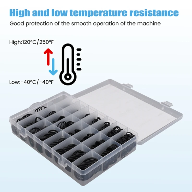 1200 peças arruela de vedação de anel o de borracha preta junta de encanamento resistente a óleo kit de oring de alta temperatura