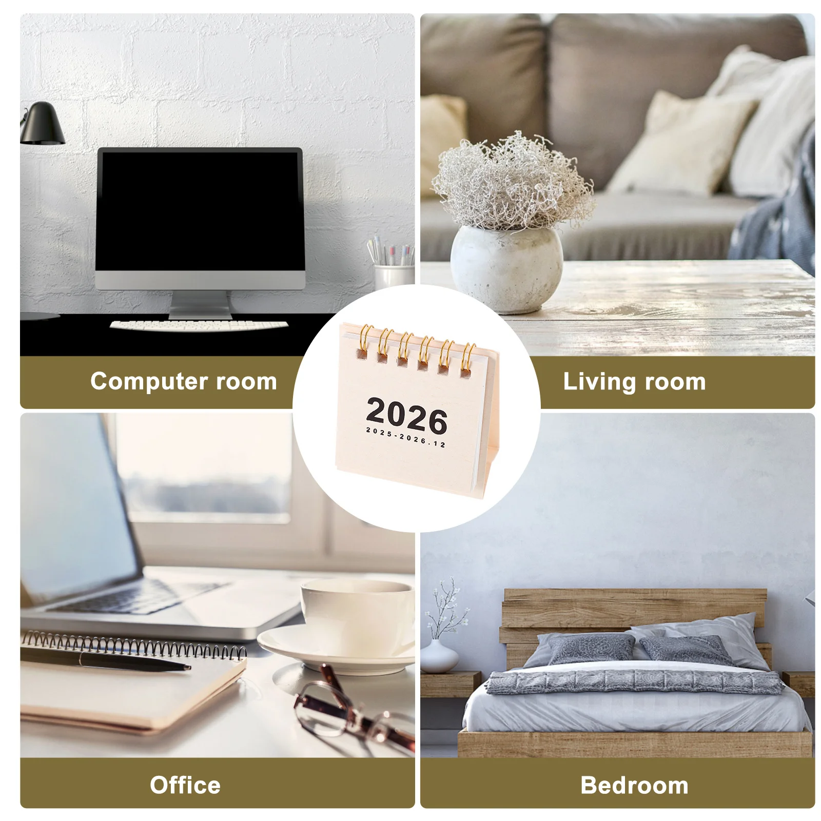 تقويم مكتبي صغير 2026 تخطيط حديث وبسيط للتنظيم اليومي على الحائط أو المكتب يستخدم تقاويم سطح المكتب باللون البيج
