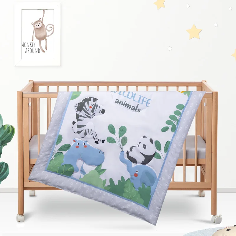 Juego de ropa de cama para cuna de bebé, edredón de dibujos animados, almohada, Sábana de parachoques, juegos de cama