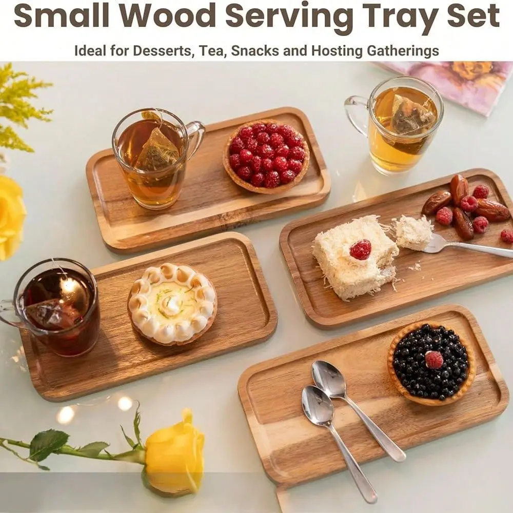 

Wooden Plates Rectangular Cooked Food Board And Snack Tray, Suitable For Cheese, Appetizers, Desserts, Etc. Durable, Natural Wo
