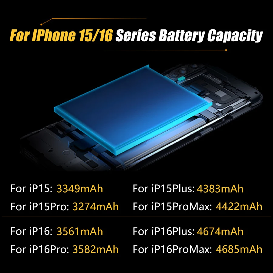 High-quality Rechargeable Batterie For Apple iPhone 15 16 15 Plus 15 Pro 15ProMax 16 Plus 16ProMax 16Pro Replace phone Battery image 2