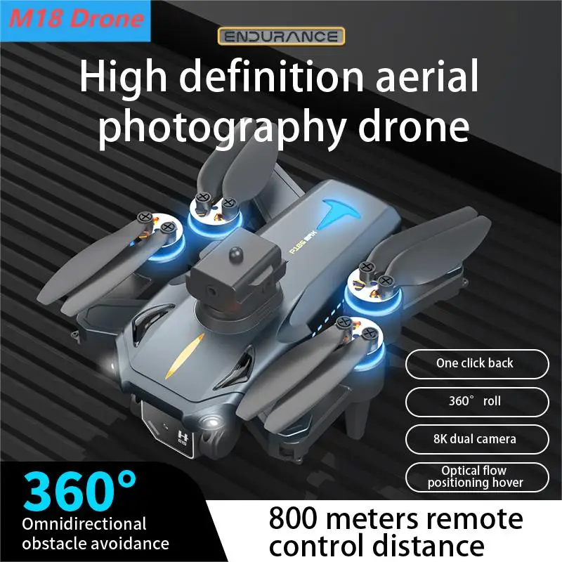 

2024 M18 Professional Mini Drone 4K HD Camera Drones Obstacle Avoidance Dual Optical Flow Quadcopter Foldable Dron Toy Gift 800M