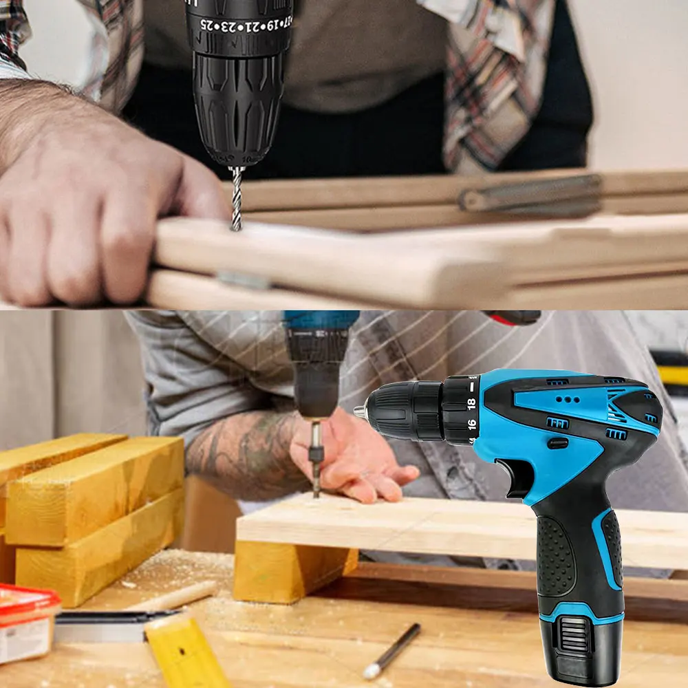 Imagem -02 - Elétrica Cordless Screwdriver Broca Driver Recarregável Broca Impacto sem Fio Mini Bateria de Lítio Carregamento Broca de Mão ue Eua Plug