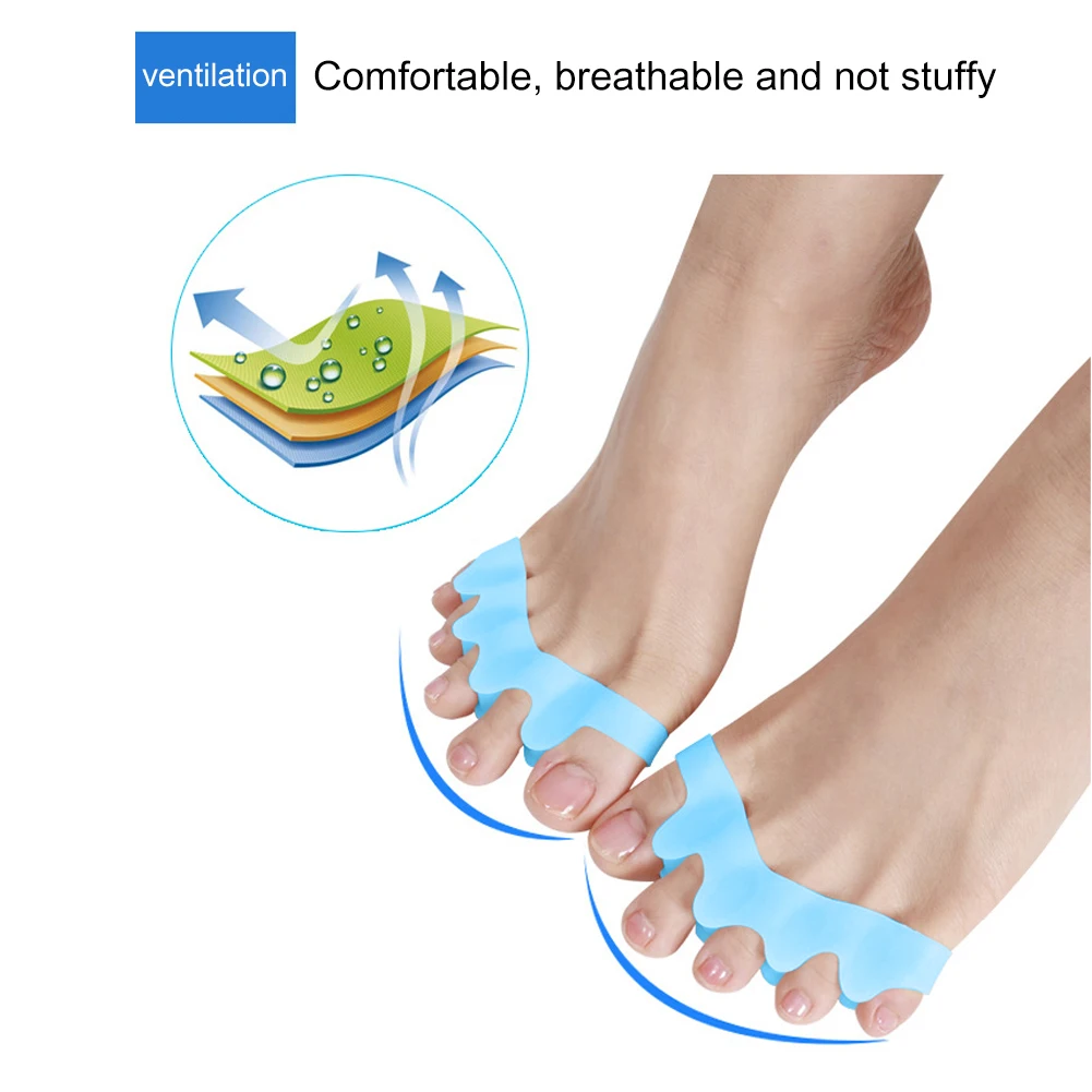 2/4pcs Toe Separator Corrector Soft Reusable Hallux Valgus Straightener Elastic Bunion Corrector Foot Care Tool for Adult Child