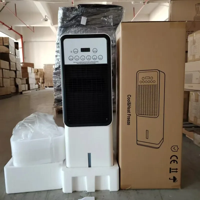 Dual Purpose Mobile Air Conditioner Fan Vertical Floor Heater for Office Home with Ice Water Cooling Remote Control