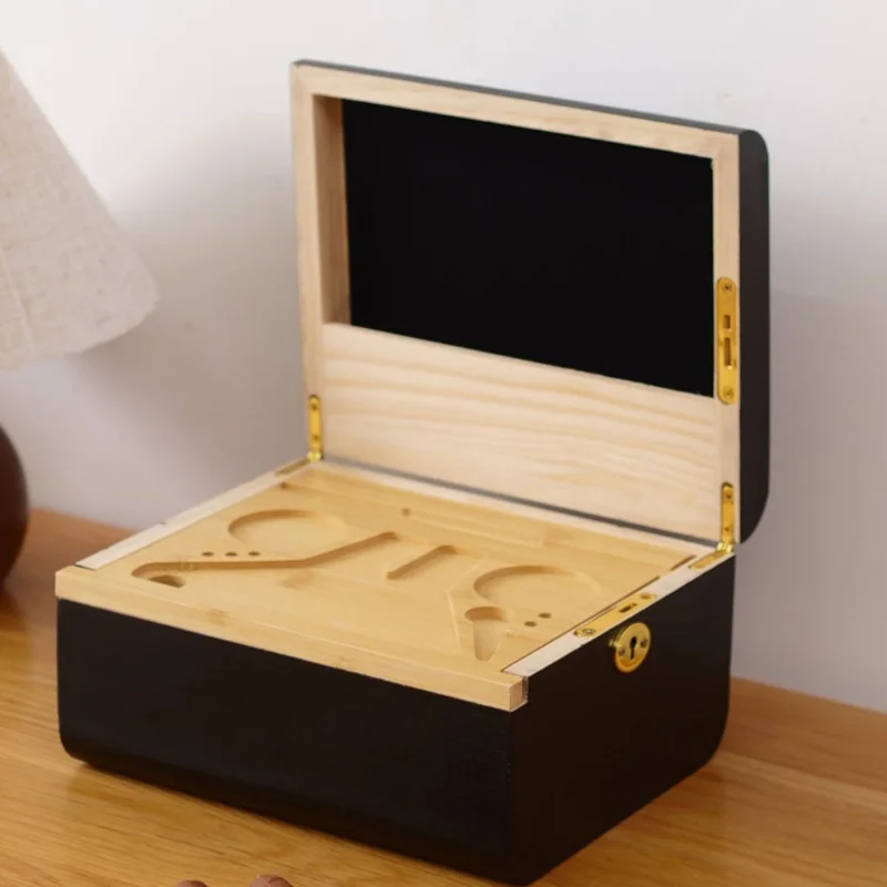 Premium Wooden Box Removable Rolling Tray Storage Smell Proof Decorative Box with Vintage Locks for Home or Office