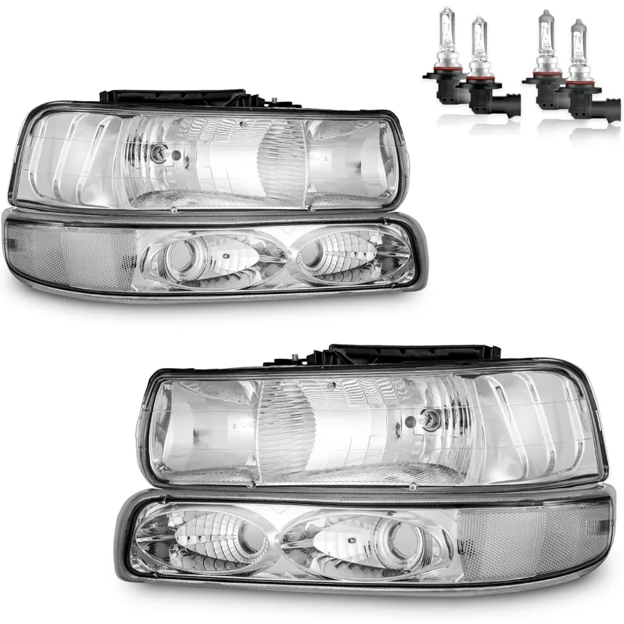 

Headlights Assembly W/Bulbs for 1999-2002 Chevy Silverado 1500 2500, for 2001-2002 Silverado 1500HD 2500HD 3500HD, for 2000-2006
