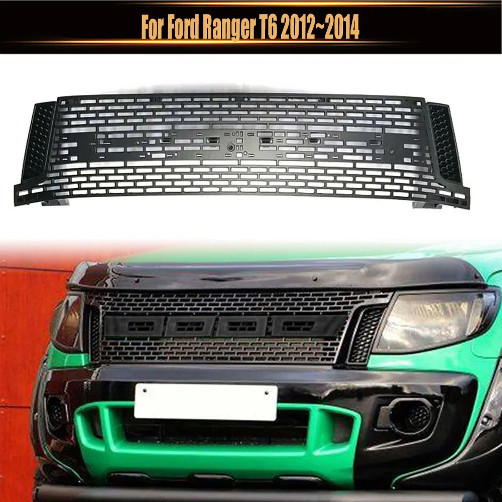 

For Ford Ranger T6 2012~2014 Front Racing Grille Front Raptor Grill Mesh Bumper Grille Pickup Accessories Modified