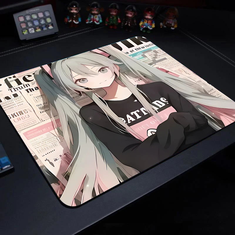 Girl and Newspaper Wall Mouse Pad Waterproof Anime Mat Gaming Accessories 40x45 Office Carpet Computer Table Gamer Keyboard Rug